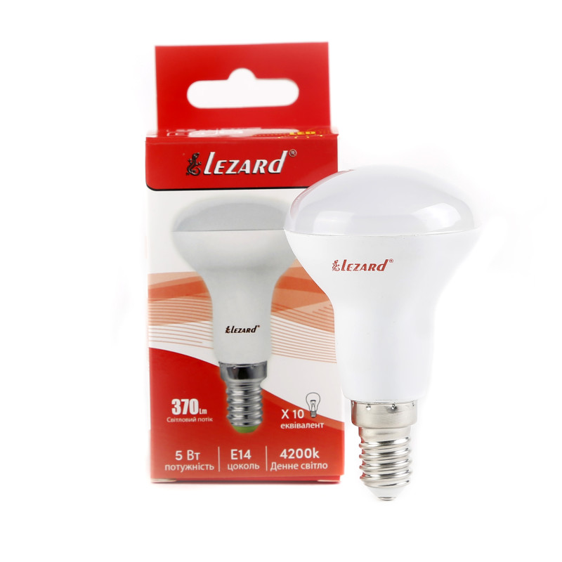 Лампа світлодіодна LED REFLECTOR R50  5W 4200K E14 220V Lezard (1/25/100 шт)