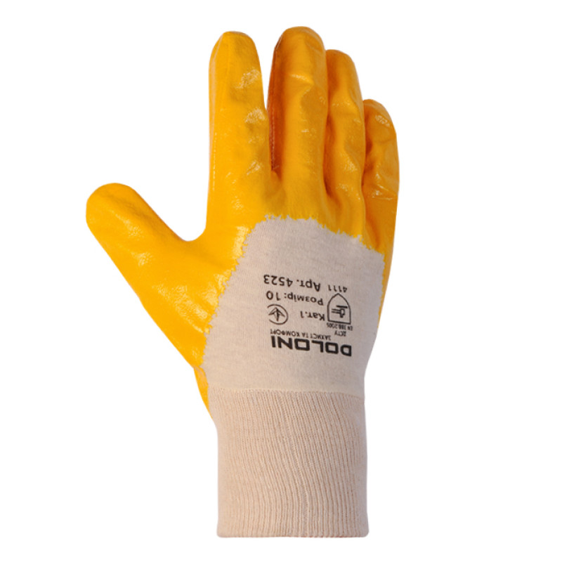 Перчатка Днепр Арт 4523 робочі (скло,нітрил,долоня-облив),основа ХБ, р.10 10/60