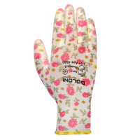 Перчатка Днепр Арт 4560 трикотаж з поліуретаном  неповний облив білі р.8 Квіти 
