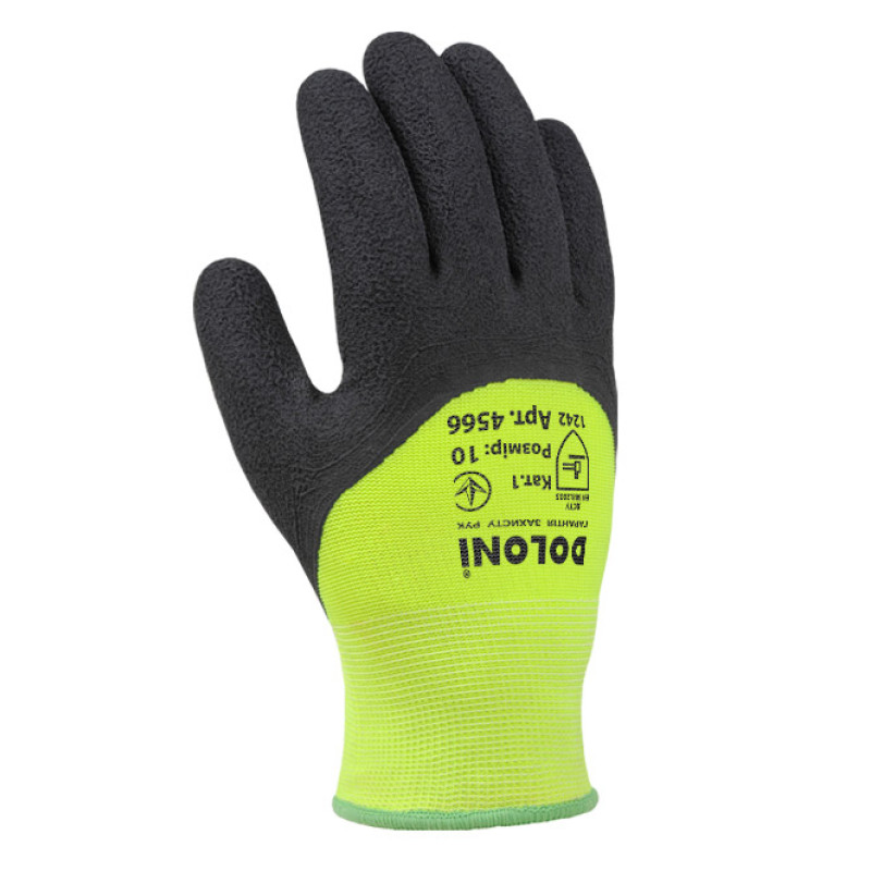 Рукавичка Дніпро Арт 4566 трикотаж, акрил+поліестер, в'язаний манжет, латекс, 3/4 облив, ребристий, чорний