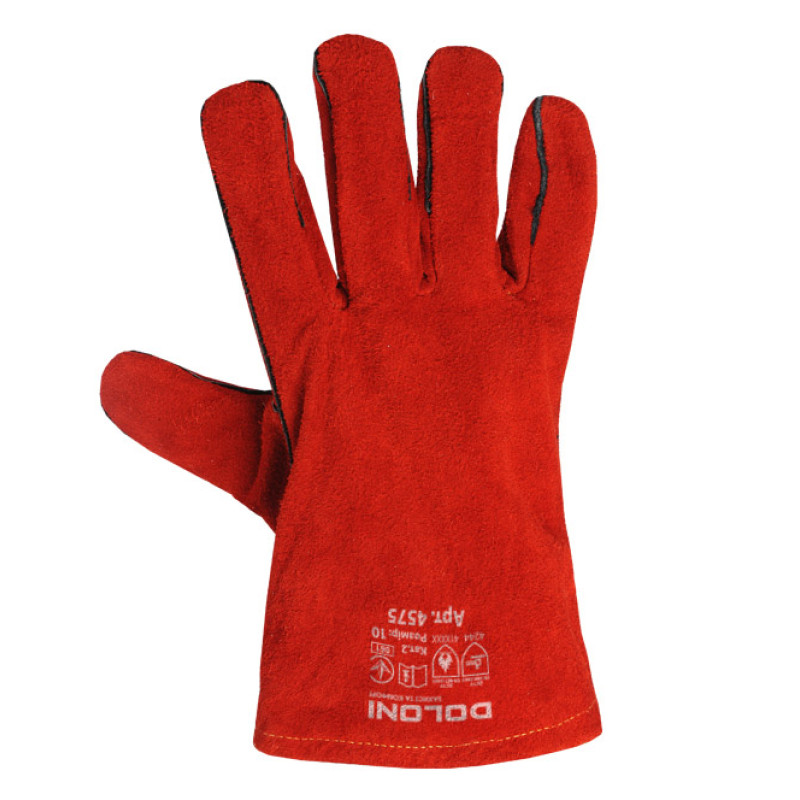 Перчатки Днепр Арт 4575 спілкові, червоні, з підкладкою, манжет крага, 27 см  р.10 