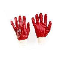 Перчатка з ПВХ покриттям р10 (червоні манжет з підвісом / хедером) (СИЛА - Інструмент)