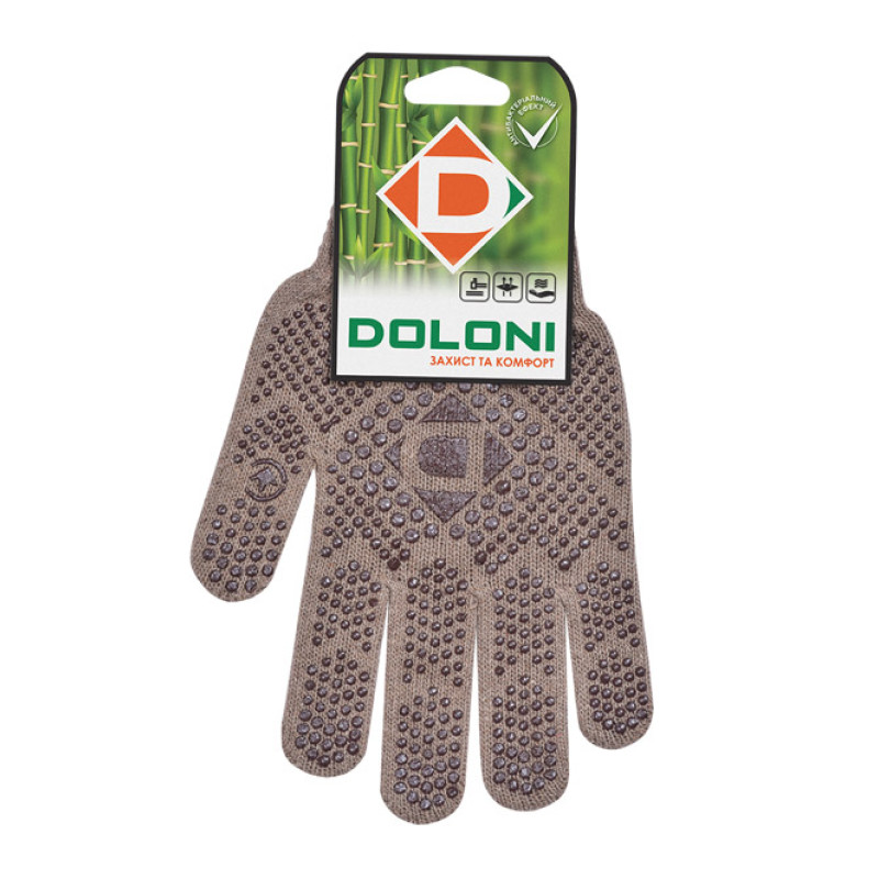 Перчатка Днепр Арт 5702 трикотаж, коричневі, з пвх УНІВЕРСАЛ D. р.10 /10