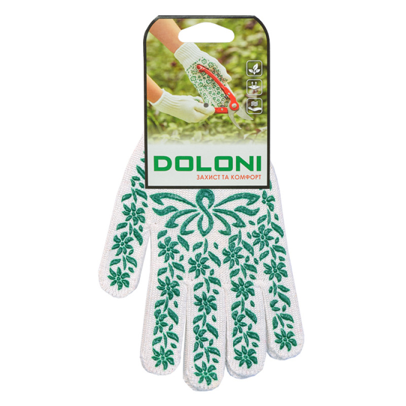 Перчатка Днепр Арт 620 зелен. УЗОР ПХВ біла 10 клас   10/200