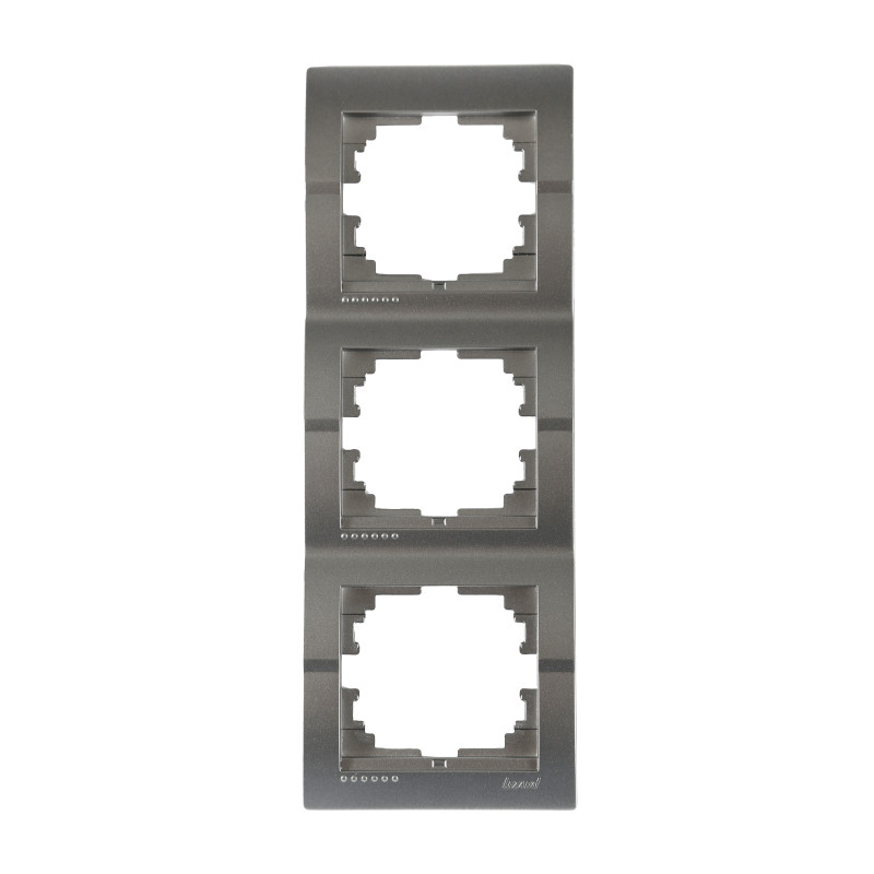 DERIY Рамка 3-а вертикальна темно-сірий металік (1/10шт/120шт)