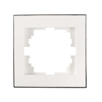 RAIN Рамка одинарна біла з боковою вставкою хром (1/20шт/240шт)