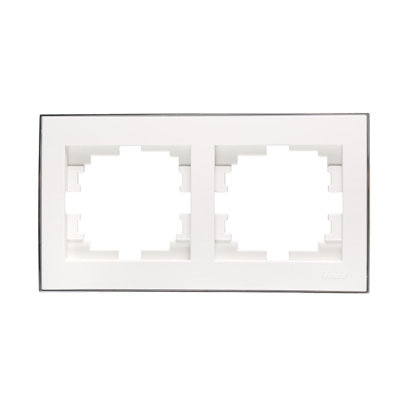 RAIN Рамка 2-а горизонтальна біла з боковою вставкою хром (1/10шт/120шт)