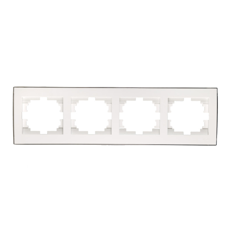 RAIN Рамка 4-а горизонтальна біла з боковою вставкою хром (1/10шт/120шт)