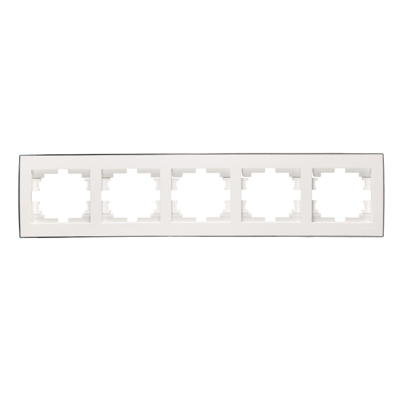 RAIN Рамка 5-а горизонтальна біла з боковою вставкою хром (1/10шт/120шт)