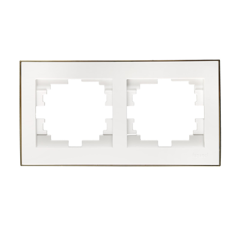 RAIN Рамка 2-а горизонтальна біла з боковою вставкою золото (1/10шт/120шт)