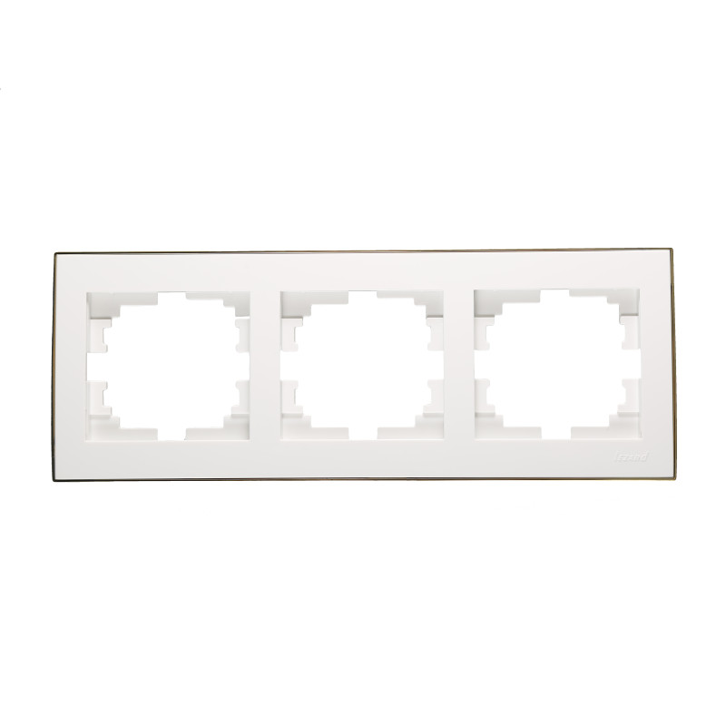 RAIN Рамка 3-а горизонтальна біла з боковою вставкою золото (1/10шт/120шт)