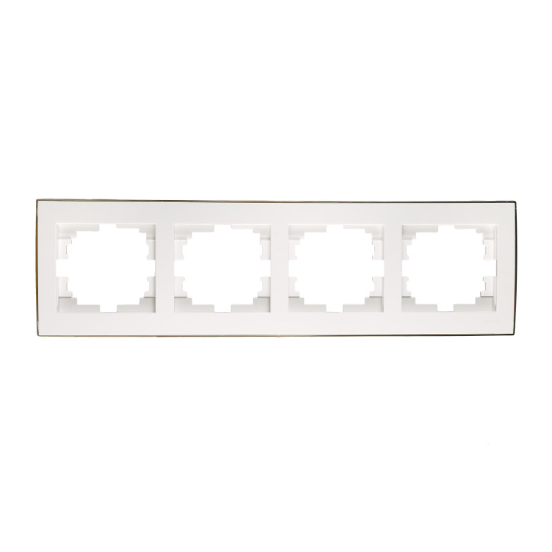 RAIN Рамка 4-а горизонтальна біла з боковою вставкою золото (1/10шт/120шт)