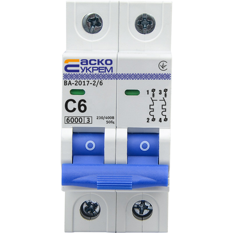 Автоматичний вимикач УКРЕМ ВА-2017 2р 6А АСКО