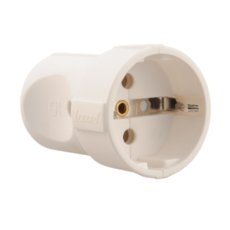 Розетка штепсельна із заземленням білий/білий Lezard (1/50/400 шт)