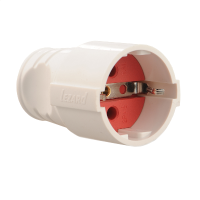 Розетка штепсельна із заземленням біло-червона Lezard (1/50/400 шт)