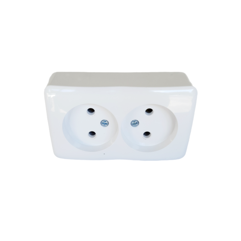 VIOLA Розетка подвійна без заземлення біла (1/12шт/144шт)