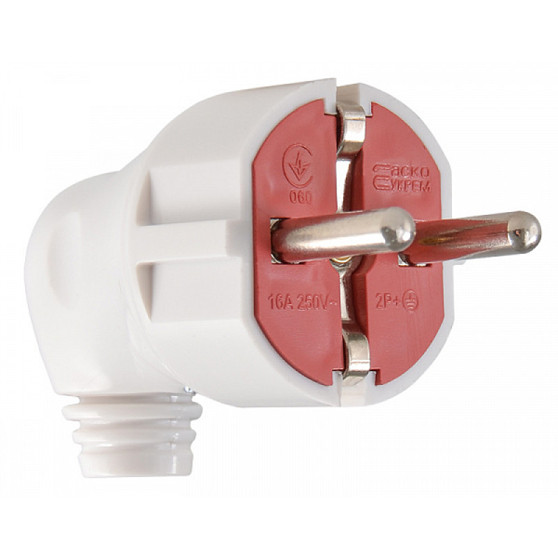 Вилка штепсельна АСКО кутова 2Р+РЕ РП 8526