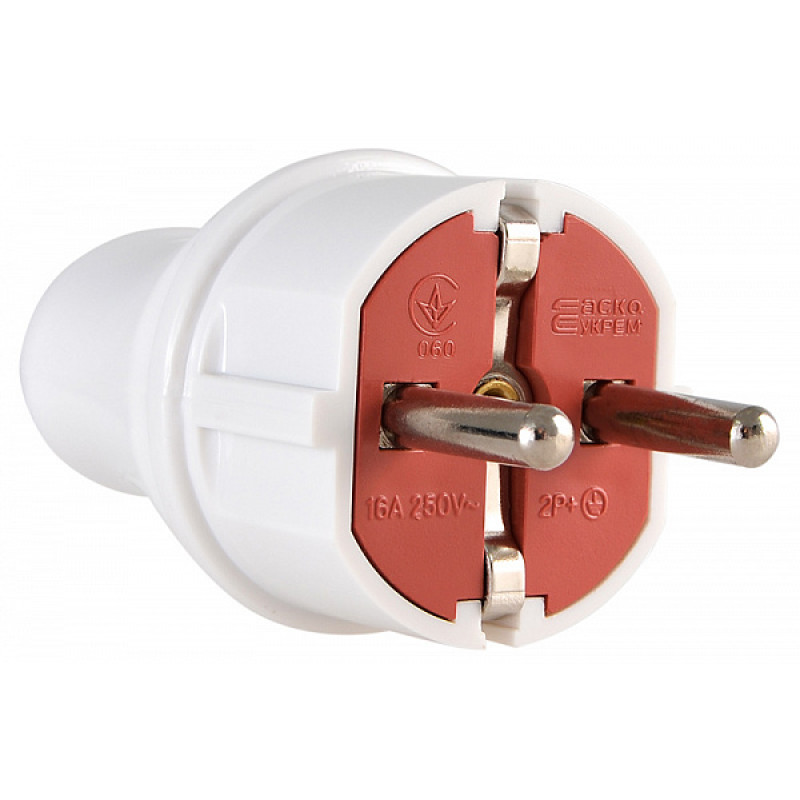 Вилка штепсельна АСКО пряма 2Р+РЕ РП 8533