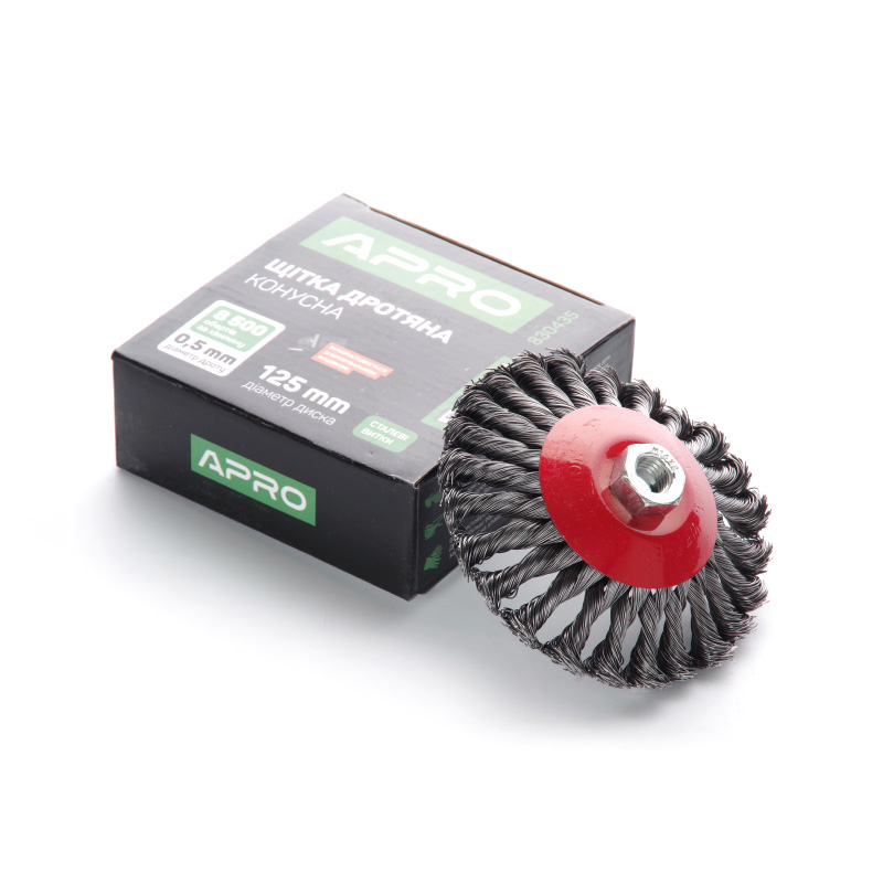 Щітка конус сталеві витки 125 мм (КШМ) (APRO)