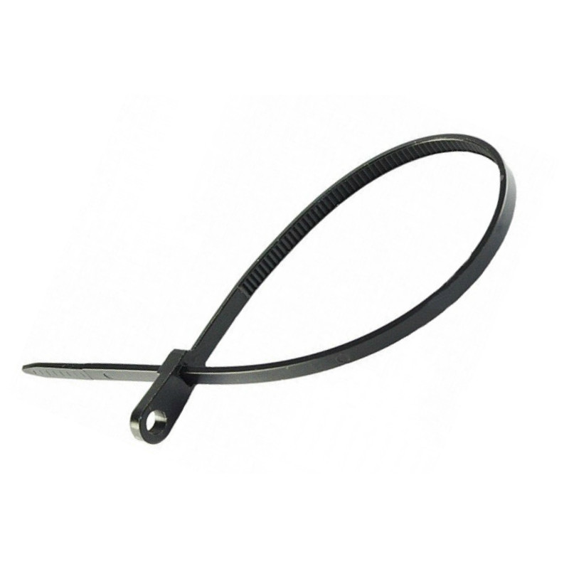 Хомут нейлоновий з кільцем 5x200 чорний Універсальний (APRO, Туреччина) (пач - 100шт)