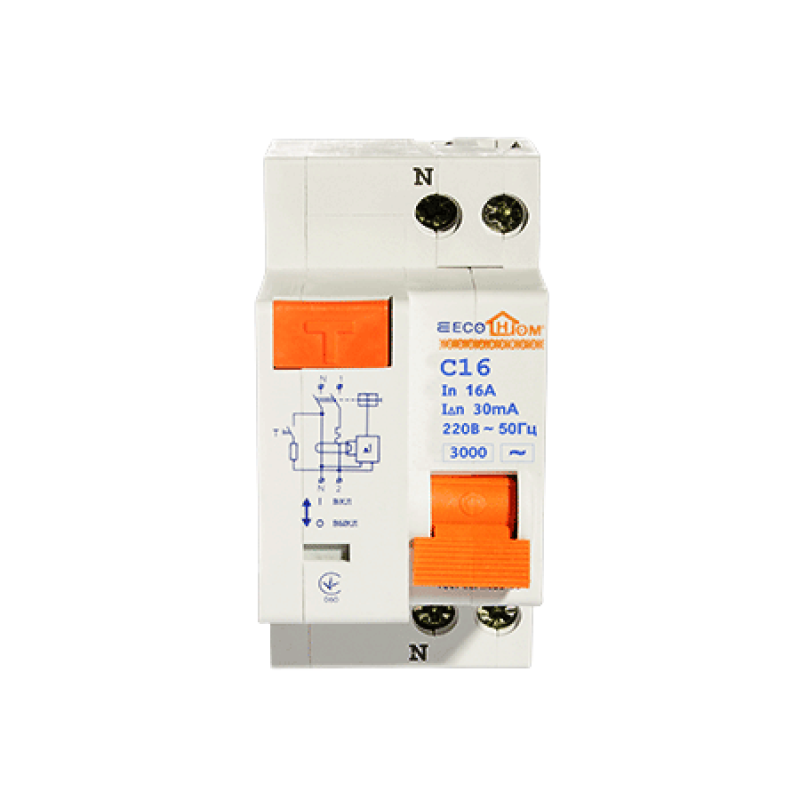 Диференційний вимикач ECO 2p  16A/30мА ECOНОМЕ