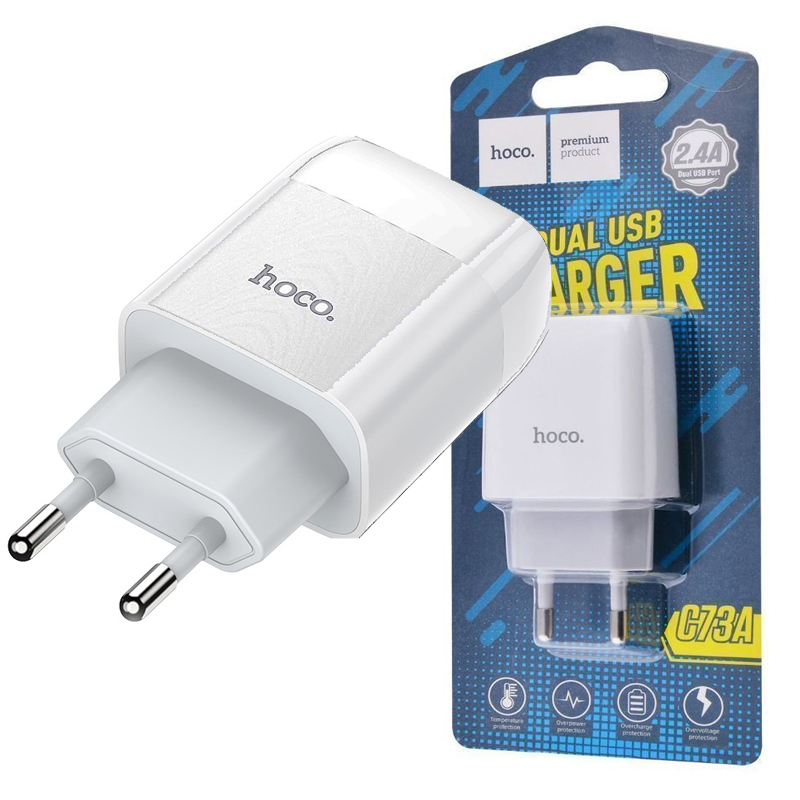 Мережевий зарядний пристрій HOCO C73A Glorious 2USB/2,4A White