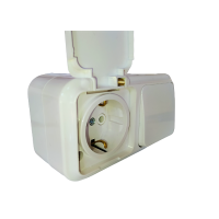 Блок зовнішний вимикач + розетка із заземленням бризкозахисна Bylectrica Пралеска Аква білий В-РЦ-657