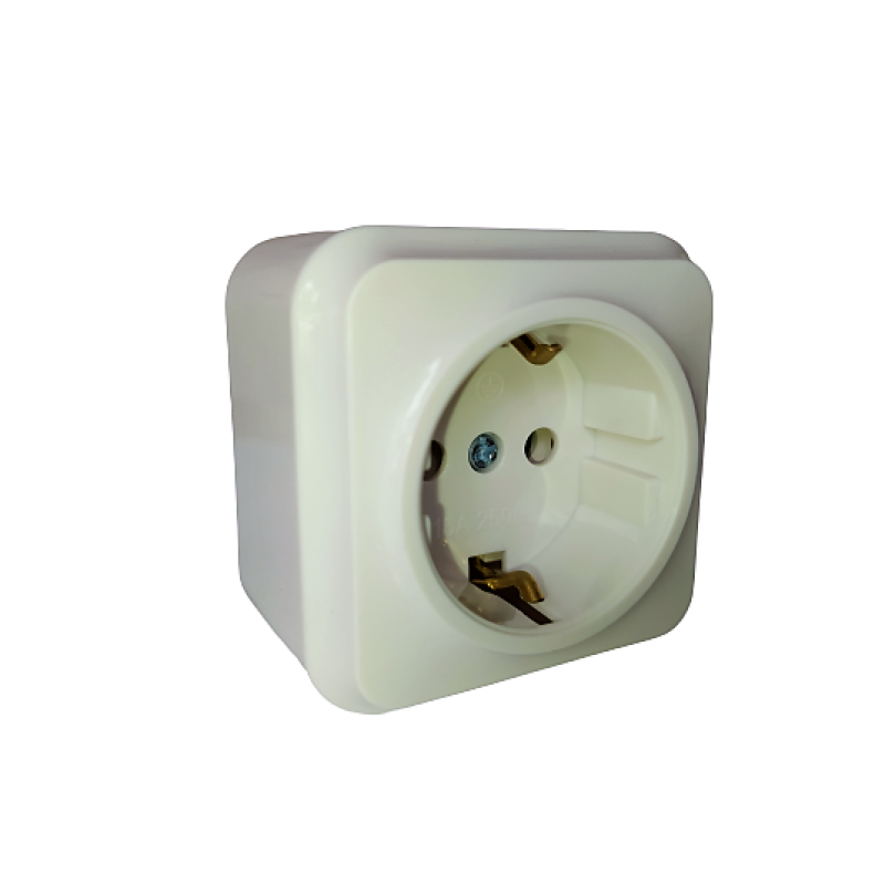 Розетка зовнішня 1-а із заземленням АБС/латунь/кераміка LIDER 