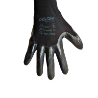 Перчатка Днепр Арт 4185 трикотаж, чорні, нейлон, манжет в'язаний, латекс, 3/4 облив, ребриста