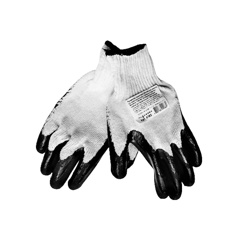 Перчатка Днепр Арт 4182 трикотаж, білі, х/б, манжет в'язаний, латекс, неповний облив, ребриста