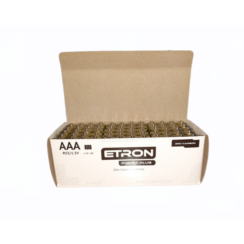 Батарейка ETRON Power Plus R03-AAА-Р4 Zinc-Carbon плівка/60