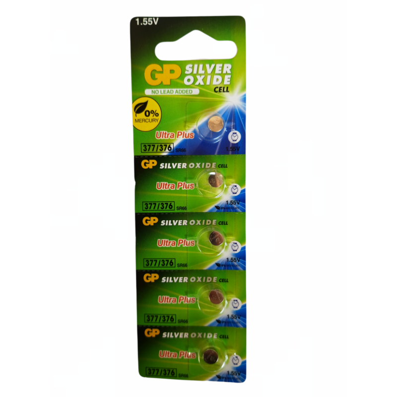 Батарейка GP Silver Oxide Button Cell. 1.55V 377-A1год.срiбн.-цинк.AG4 SR66,SR626SW 5/100