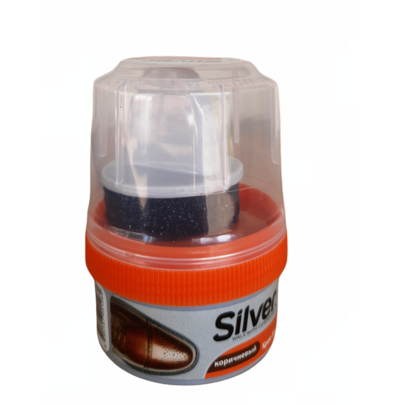 Крем-блиск для взуття Silver 50мл пластикова банка Коричневий Туреччина / 12