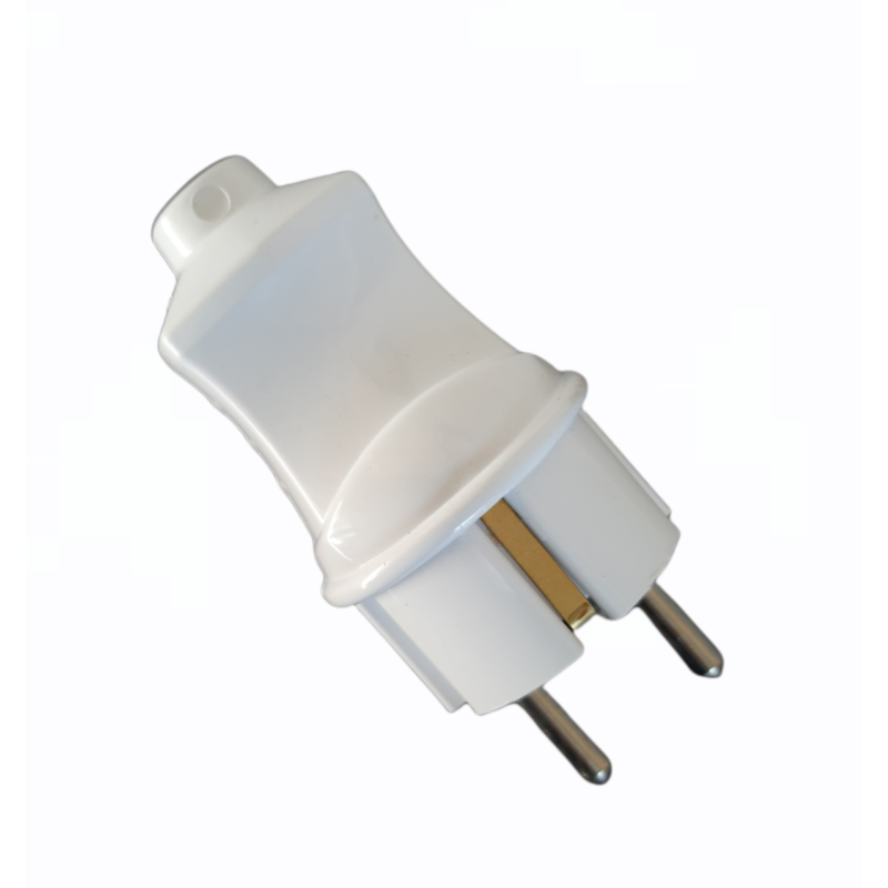 Вилка ERKA 1002, 16А із заземленням пряма, біла, Україна.