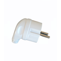 Вилка ERKA 1003, 16А із заземленням кутова, біла, Україна.