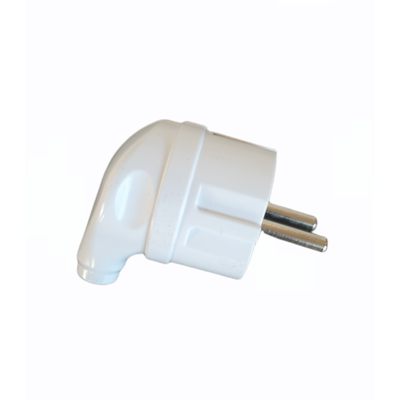 Вилка ERKA 1003, 16А із заземленням кутова, біла, Україна.