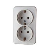 Розетка подвійна з заземленням PЗ16/2-З-Cm-W (біла)