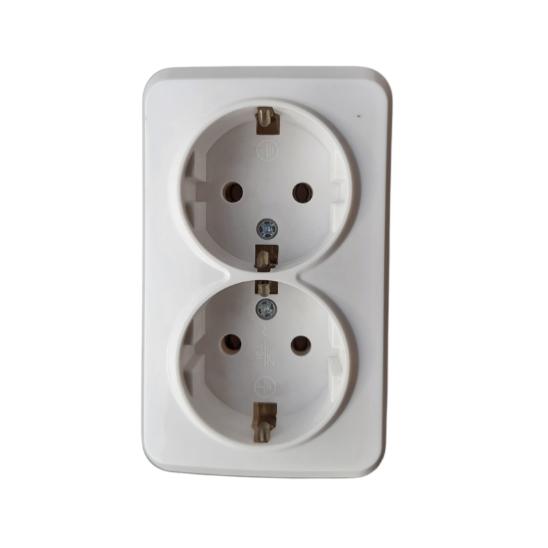 Розетка подвійна з заземленням PЗ16/2-З-Cm-W (біла)