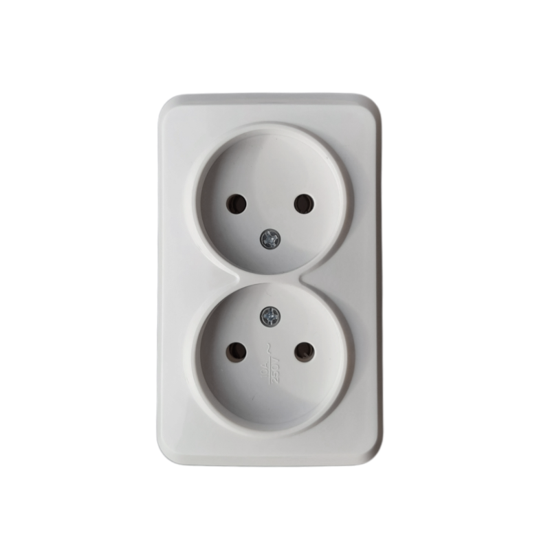 Розетка подвійна без заземлення PЗ16/2-Cm-W (біла)