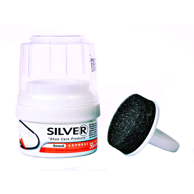 Крем-блиск для взуття Silver 50мл пластикова банка Білий Туреччина / 12