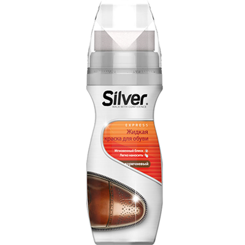 Рідка крем-фарба для шкіряного взуття Silver 75мл Коричнева Туреччина / 6