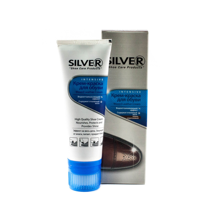 Крем-фарба для взуття Silver 75мл пластикова туба Темно-коричневий Туреччина / 48