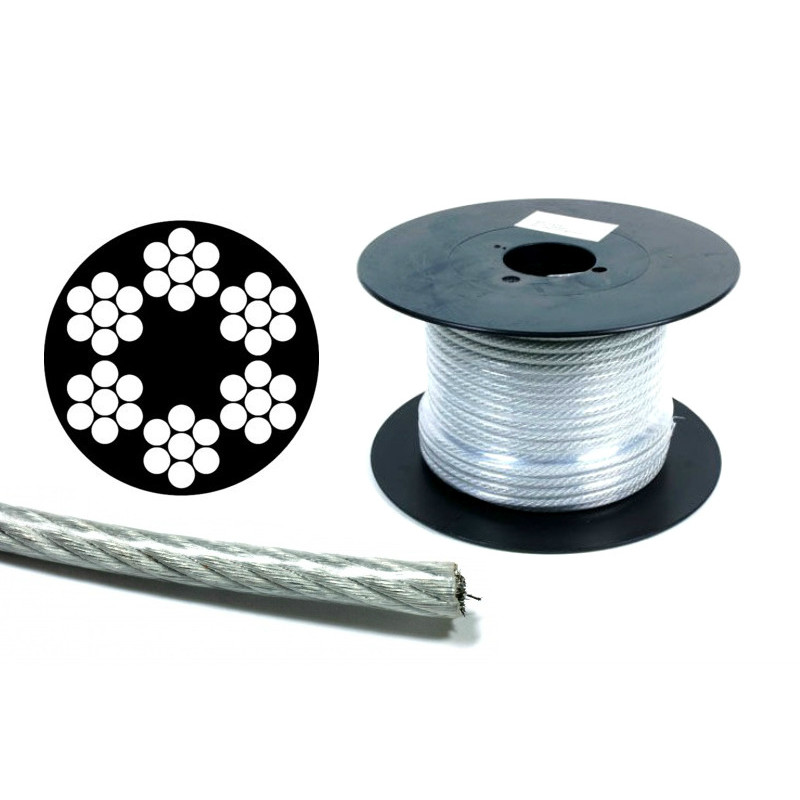 Трос в поліет.оплетке 3 мм (2 + 1) DIN 3055 (6 * 7) оц. бухта 200 м new