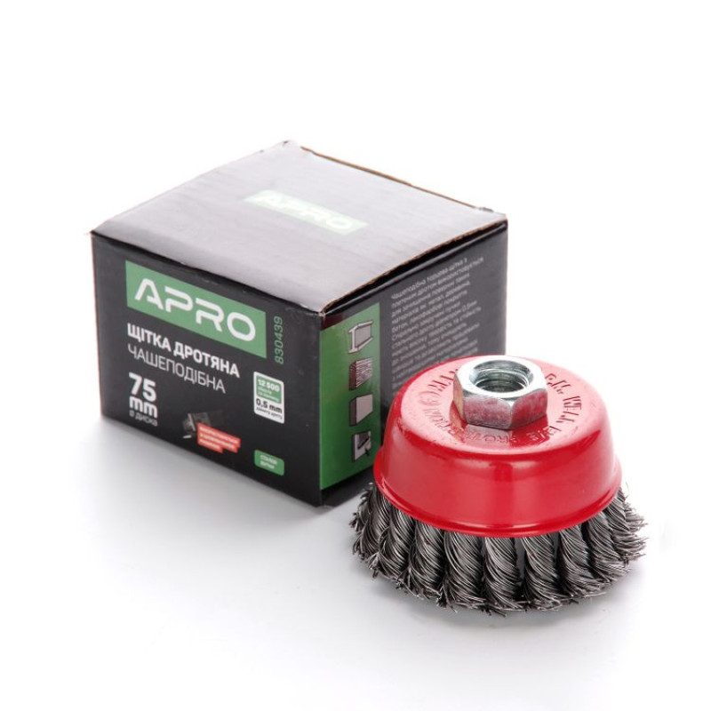 Щітка чаша сталеві витки 75 мм (КШМ) (APRO)