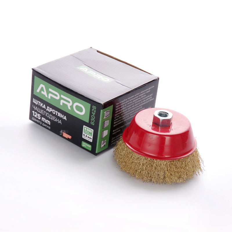 Щітка чаша латунний дріт 125 мм (КШМ) (APRO)