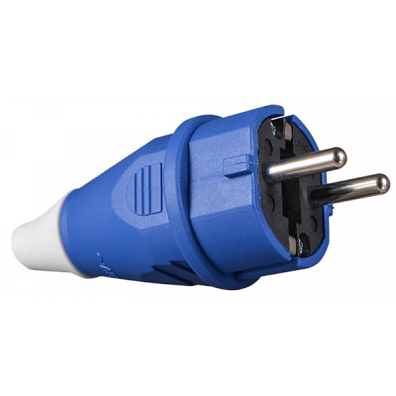 Вилка переносна ВП 16А/2 (220В) 2Р+РЕ (012)  Синя