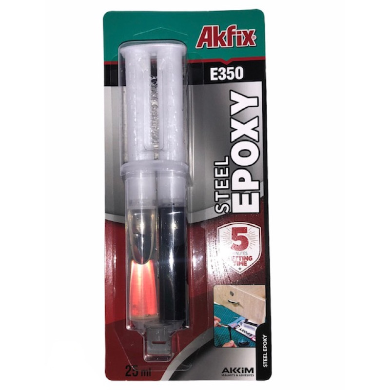 Епоксидний клей в шприці для сталі Akfix Е350 (Akfix Ukraine)