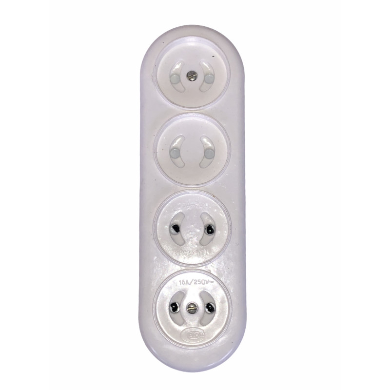 Колодка 3 гнізда карболитова/латунь 16A Житомир Біла  S 920  1/80