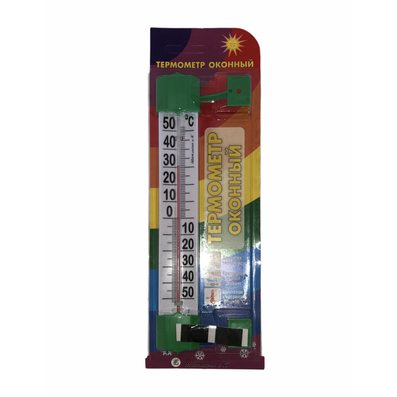 Термометр віконний ТО / 9, -50 / + 50, 190х65 мм, пластмаса, кронштейн 1/200
