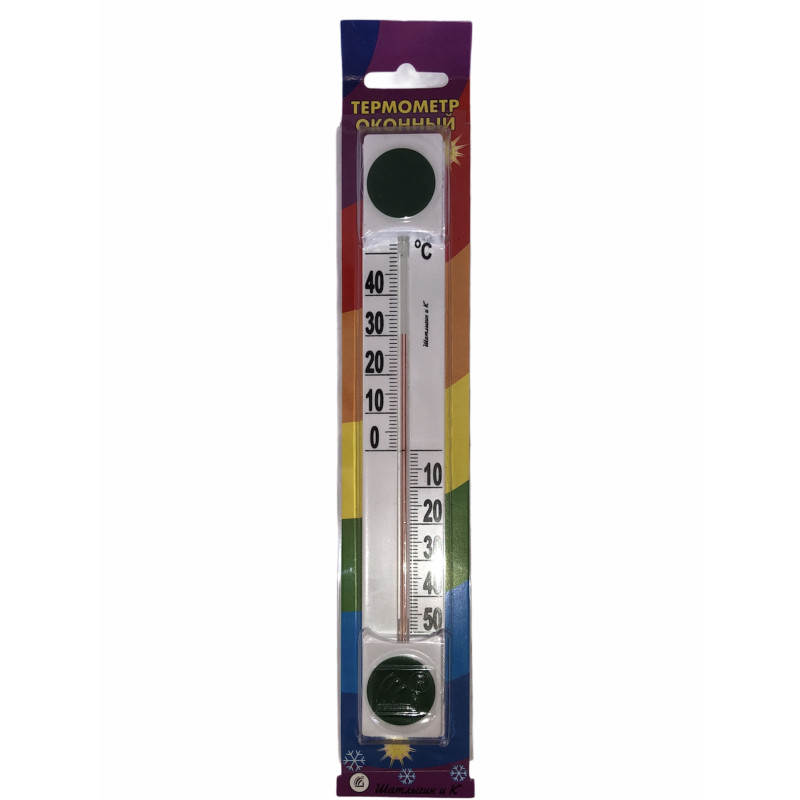 Термометр віконний ТО / 3, -50 / + 50, 205х30 мм, пластмаса, липучка 1/300
